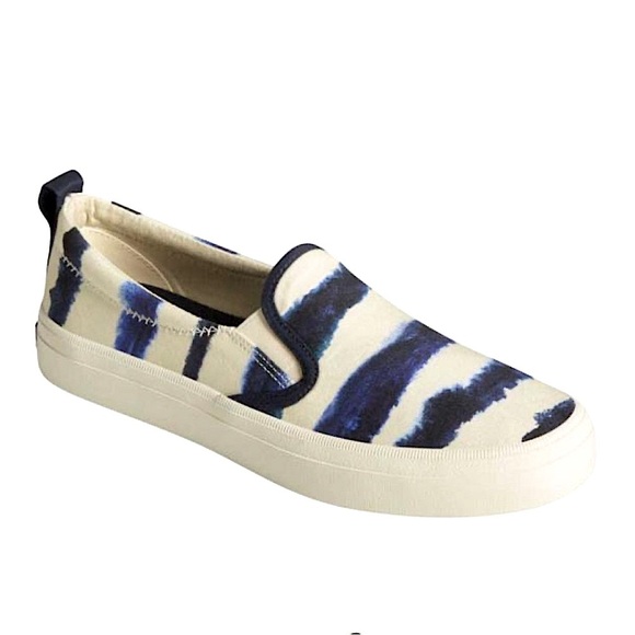 Sperry Crest Tie Dye Navy stripe sneakers - Picture 1 of 8